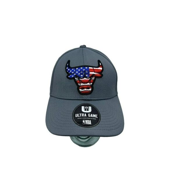 Ultra Game NBA Chicago Bulls Cap Hat OSFA NEW USA FLAG BULL LOGO One Size Fit - Picture 2 of 7